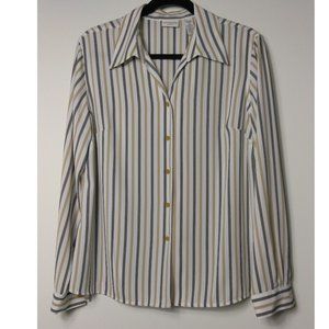 Covington Button Down Button Sleeve Striped Blouse